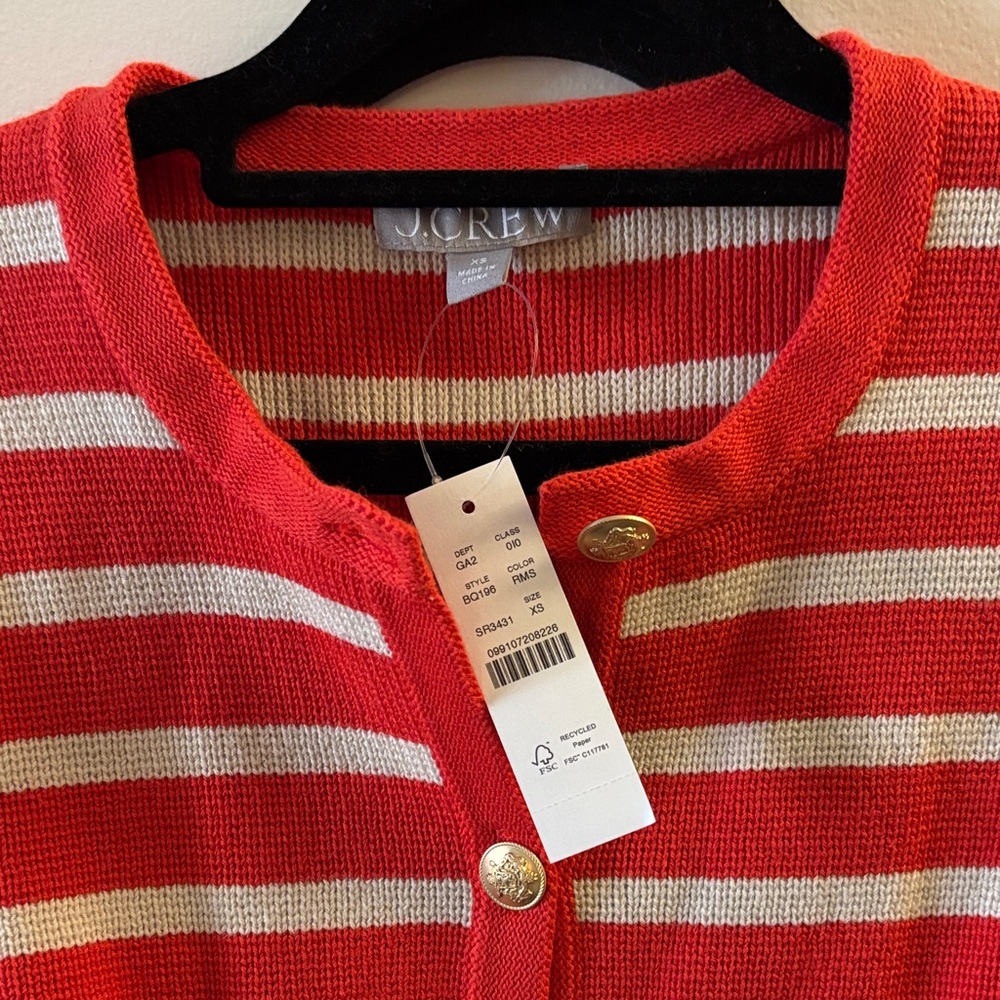 Red and White Striped J.Crew Lady Jacket - Picture 2 of 4